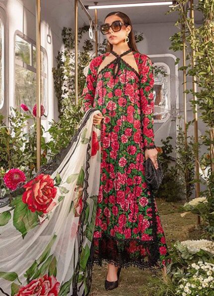 Maria B Lawn Embroidery 3Pcs Unstitched Suit V10