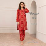 Digital Premium Lawn Red Paisley Print Unstitched 2 Piece Suit