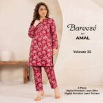 Digital Premium Lawn Maroon Floral Print Unstitched 2 Piece Suit