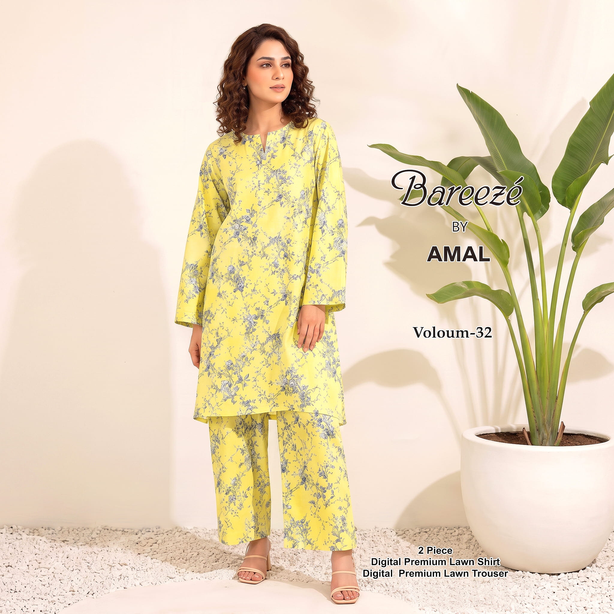 Model_posing_in_floral_dress_202607042104.jpeg_2K_202607050124 Digital Premium Lawn Floral Print Unstitched 2 Piece Suit - Image 1