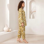 Digital Premium Lawn Mustard Floral Print Unstitched 2 Piece Suit - Image 2
