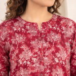 Digital Premium Lawn Maroon Floral Print Unstitched 2 Piece Suit - Image 4