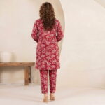 Digital Premium Lawn Maroon Floral Print Unstitched 2 Piece Suit - Image 3