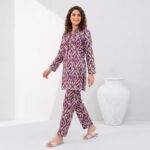 Digital Premium Lawn Purple Ikat Print Unstitched 2 Piece Suit - Image 2