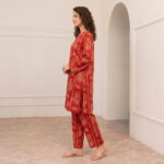 Digital Premium Lawn Red Paisley Print Unstitched 2 Piece Suit - Image 2